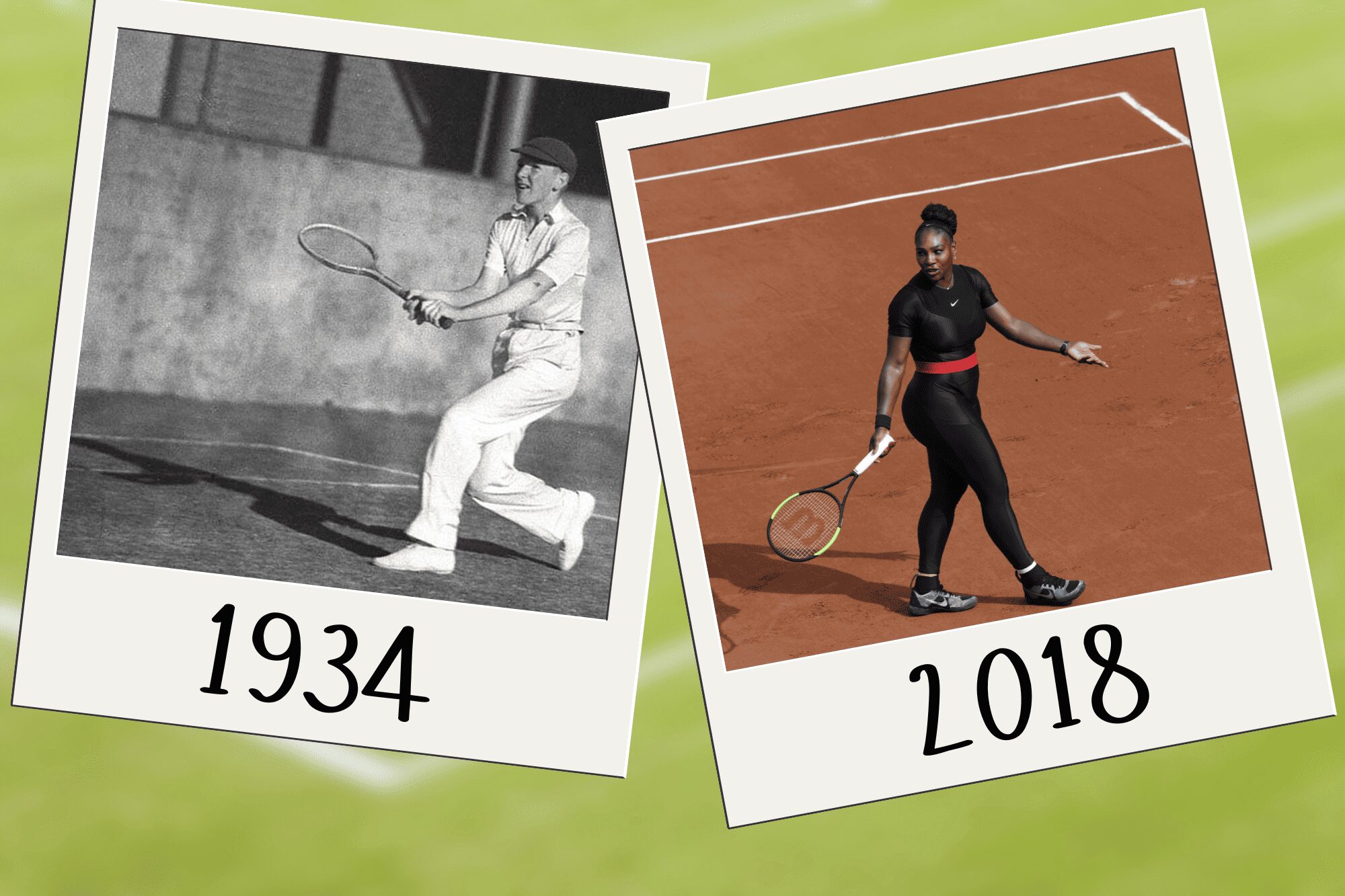 Old vs new tennis fashion.