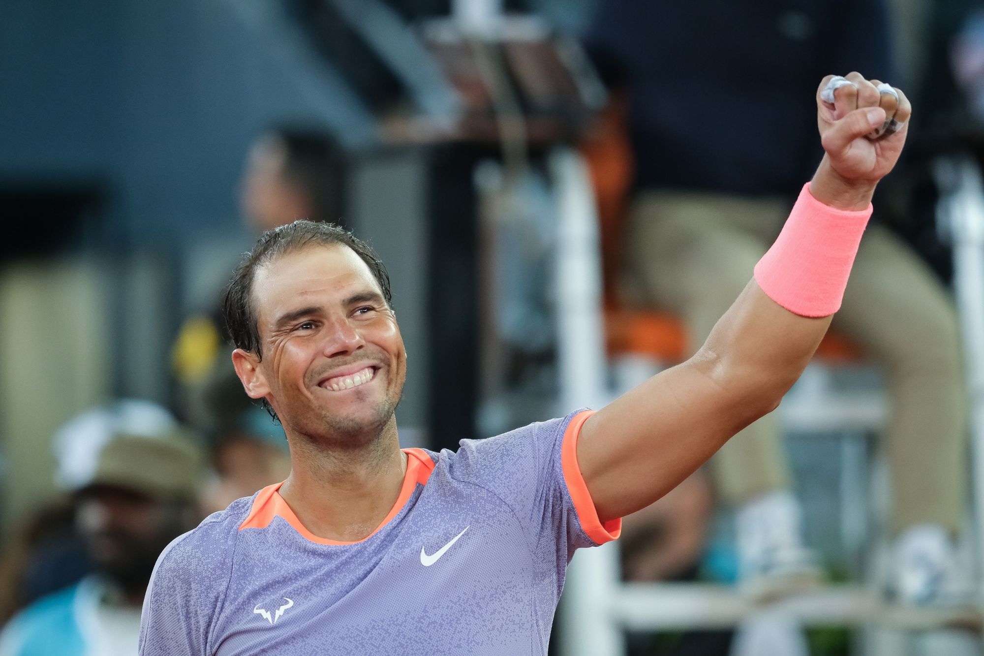 Rafael Nadal celebrating.