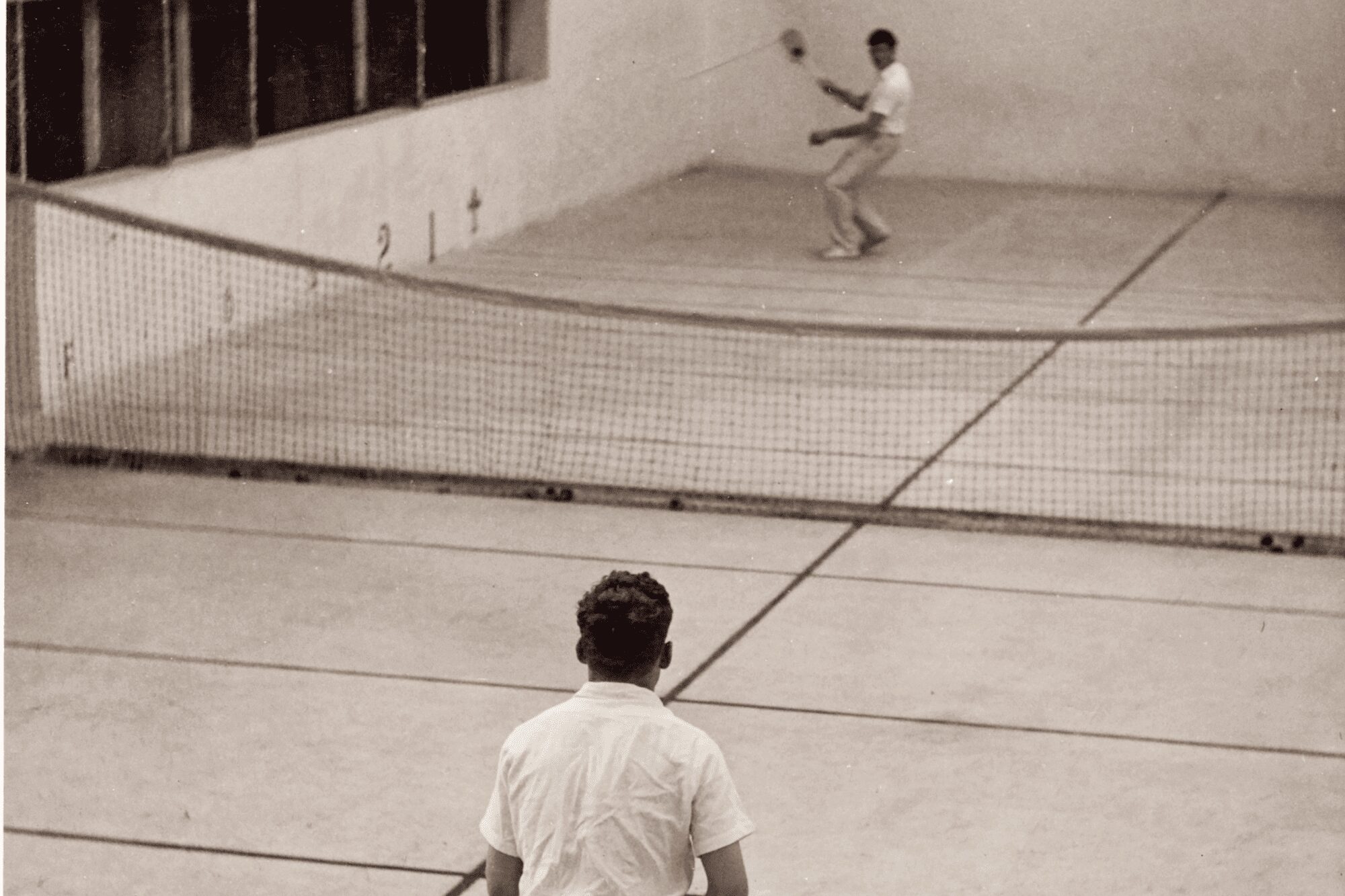 playing on tennis court