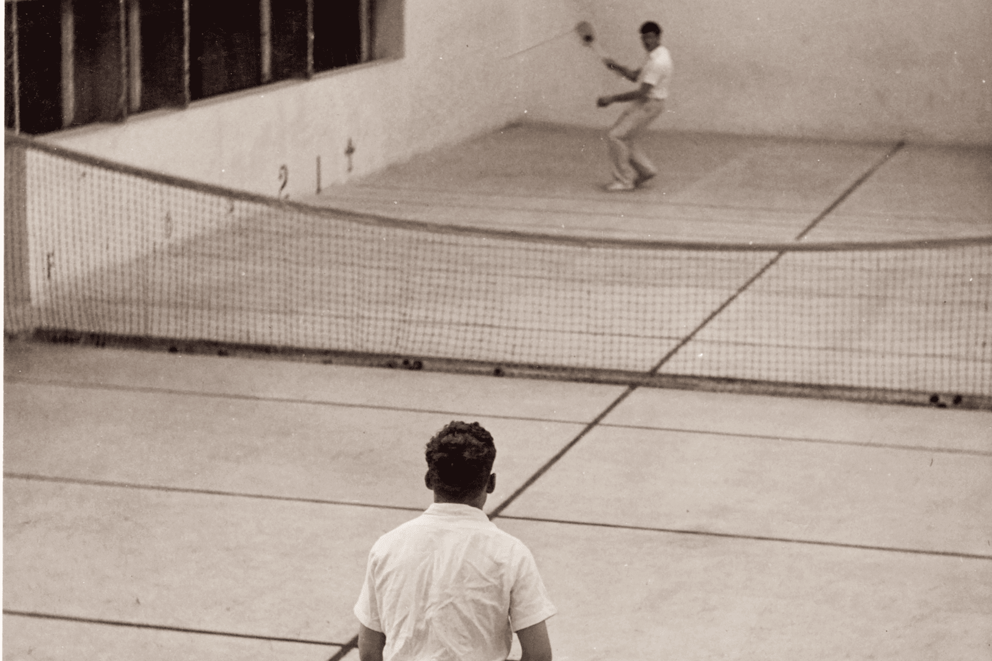 playing on tennis court